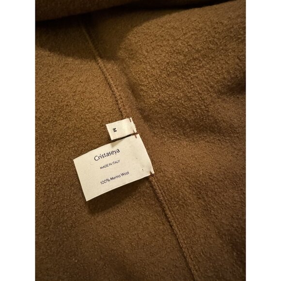 Cristaseya New Felted Wool Maxi Poncho Sweater Cape Knit Brown Medium - Picture 8 of 8